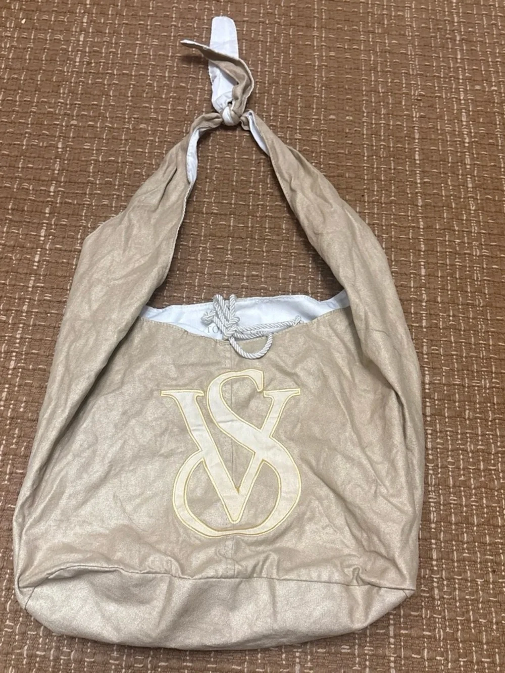 Victoria's Secret Beige Shoulder Hobo with Logo